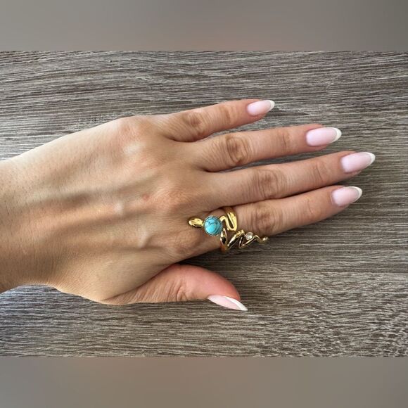 Snake Turquoise Ring N897 - Picture 2 of 3